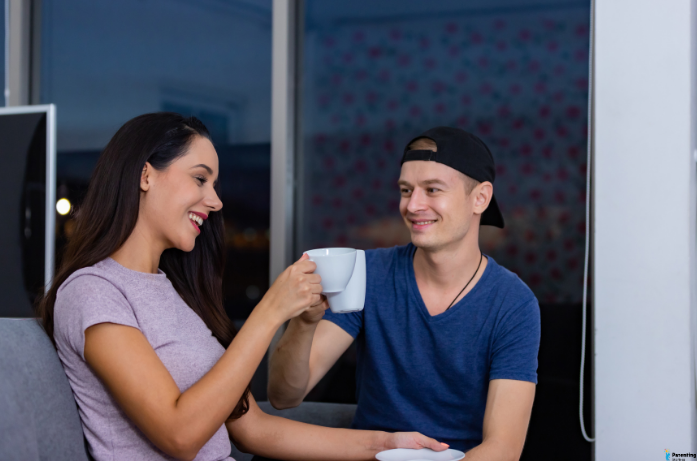 Couple supporting each other to reduce parental stress and sleep deprivation