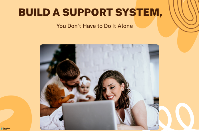 Supportive partner helping a working mom balance work and motherhood