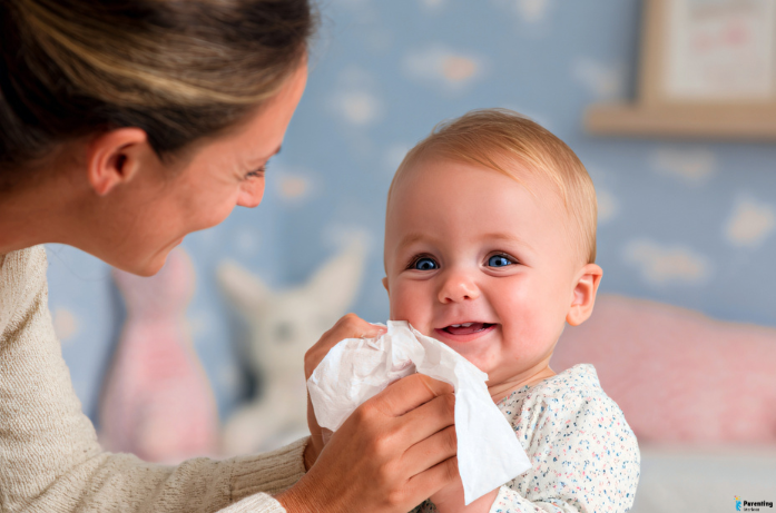 Baby learning to model behavior, a key concept in gentle baby discipline, as part of developing emotional security and trust.