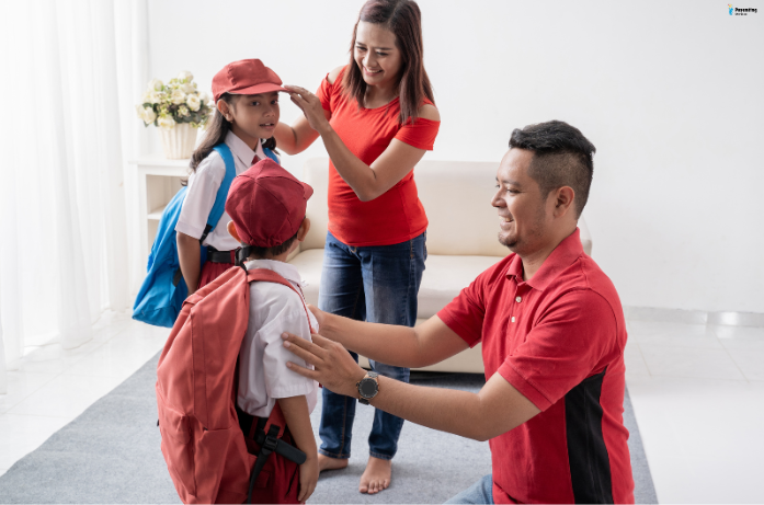 Parent helping child prepare for school morning, what to buy for starting school