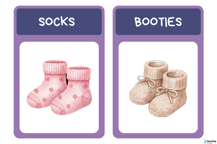 Socks or booties for babies comparison: Soft socks for everyday comfort and cozy booties for warmth in colder weather.