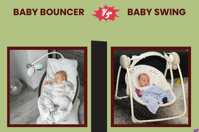 Comparison between Baby Bouncer and Baby Swing with the focus on baby comfort and safety.