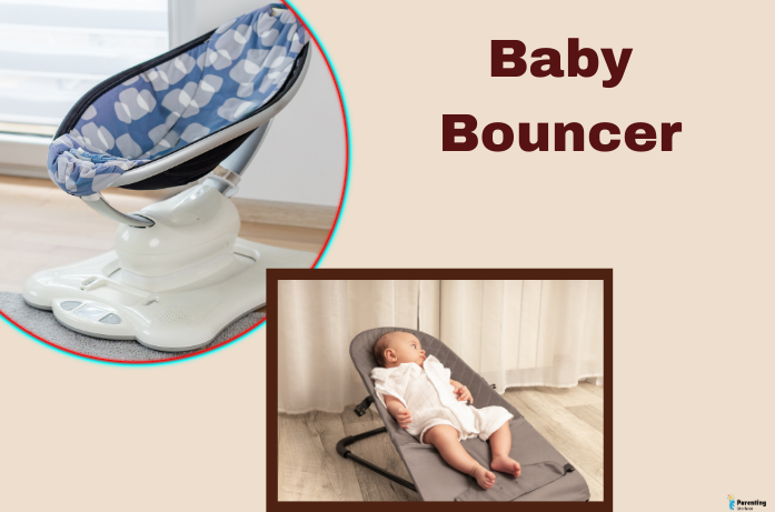 Baby bouncer providing comfort and safety to a newborn, helping parents take a break while baby enjoys gentle motion.
