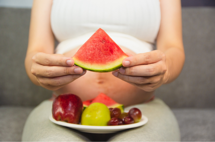 Refreshing watermelon slices, a perfect fruit for pregnancy in the summer for hydration and immunity.